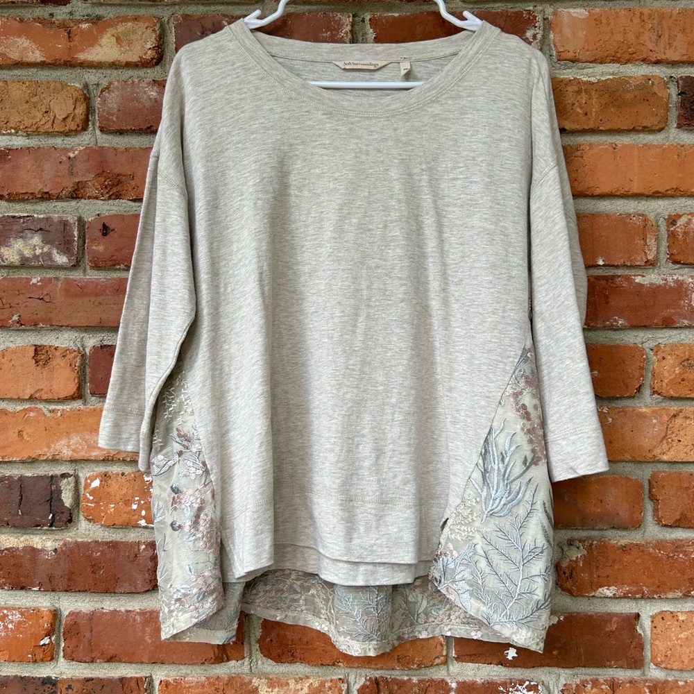 Soft Surroundings Floral Embellished Top PM